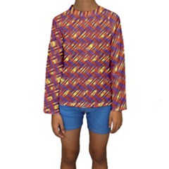 Linje Chevron Blue Yellow Brown Kids  Long Sleeve Swimwear by Mariart