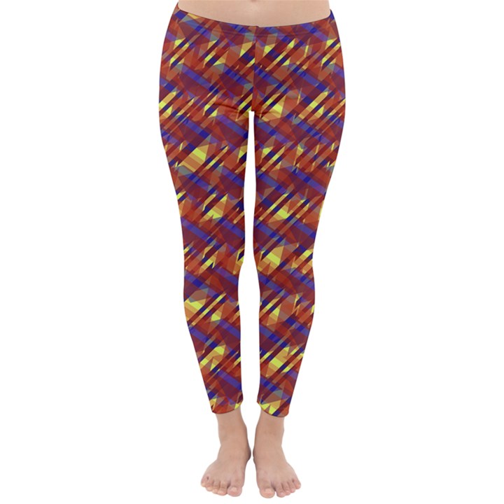 Linje Chevron Blue Yellow Brown Classic Winter Leggings