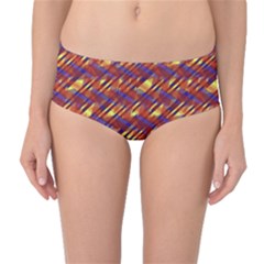 Linje Chevron Blue Yellow Brown Mid-waist Bikini Bottoms by Mariart