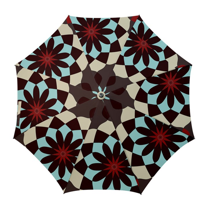 Red and Black Flower Pattern Golf Umbrellas