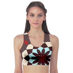 Red And Black Flower Pattern Sports Bra by digitaldivadesigns