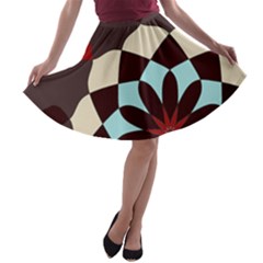 Red And Black Flower Pattern A-line Skater Skirt by digitaldivadesigns