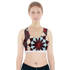 Red And Black Flower Pattern Sports Bra With Pocket by digitaldivadesigns