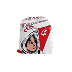 Valentina Tereshkova Drawstring Pouches (medium)  by Valentinaart