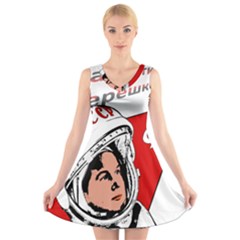 Valentina Tereshkova V-neck Sleeveless Skater Dress by Valentinaart