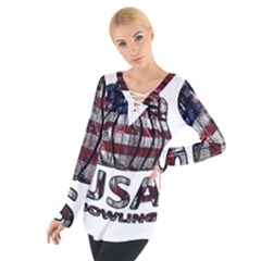 Usa Bowling  Women s Tie Up Tee by Valentinaart