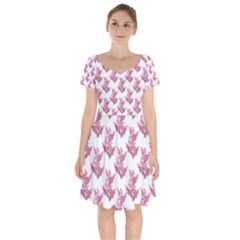 Colorful Cute Floral Design Pattern Short Sleeve Bardot Dress by dflcprintsclothing