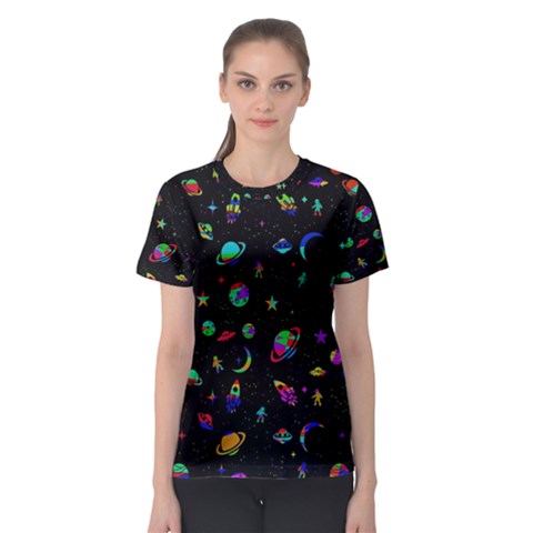 Space Pattern Women s Sport Mesh Tee by Valentinaart