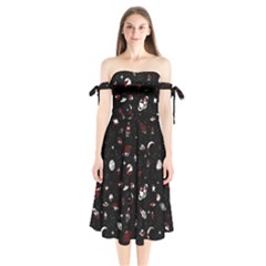 Space Pattern Shoulder Tie Bardot Midi Dress by Valentinaart