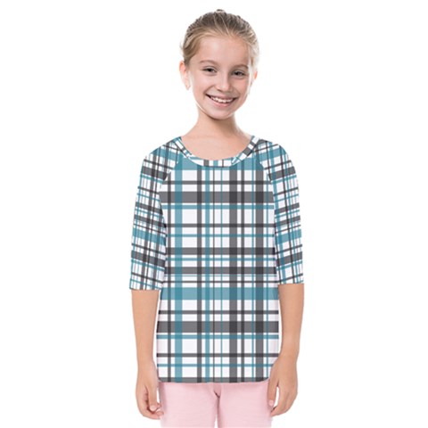 Plaid Pattern Kids  Quarter Sleeve Raglan Tee by Valentinaart