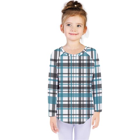 Plaid Pattern Kids  Long Sleeve Tee by Valentinaart