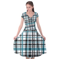 Plaid Pattern Cap Sleeve Wrap Front Dress