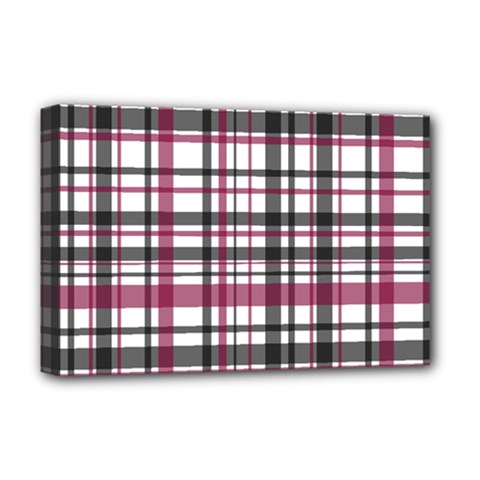 Plaid Pattern Deluxe Canvas 18  X 12   by Valentinaart