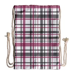 Plaid Pattern Drawstring Bag (large) by Valentinaart