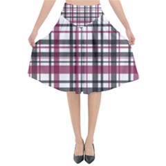 Plaid Pattern Flared Midi Skirt