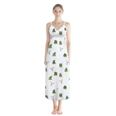 Cactus Pattern Chiffon Maxi Dress