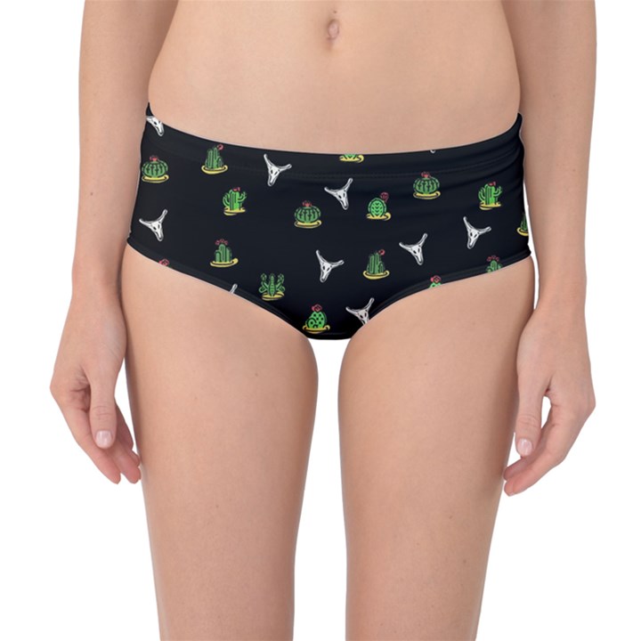 Cactus pattern Mid-Waist Bikini Bottoms