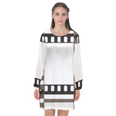 Frame Decorative Movie Cinema Long Sleeve Chiffon Shift Dress 