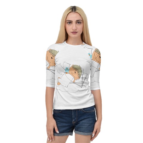 Sweet Dreams Angel Baby Cartoon Quarter Sleeve Tee by Nexatart