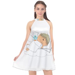 Sweet Dreams Angel Baby Cartoon Halter Neckline Chiffon Dress 