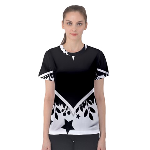 Silhouette Heart Black Design Women s Sport Mesh Tee by Nexatart