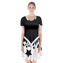 Silhouette Heart Black Design Short Sleeve V-neck Flare Dress by Nexatart