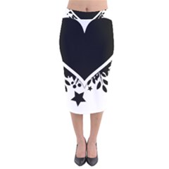 Silhouette Heart Black Design Velvet Midi Pencil Skirt by Nexatart