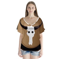 Logo The Cow Animals Flutter Sleeve Top by Nexatart