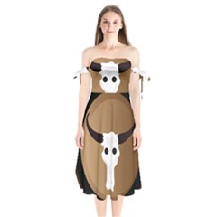 Logo The Cow Animals Shoulder Tie Bardot Midi Dress by Nexatart