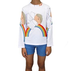 Angel Rainbow Cute Cartoon Angelic Kids  Long Sleeve Swimwear by Nexatart