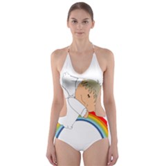 Angel Rainbow Cute Cartoon Angelic Cut-out One Piece Swimsuit by Nexatart