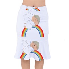 Angel Rainbow Cute Cartoon Angelic Mermaid Skirt by Nexatart