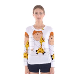 Pet Giraffe Angel Cute Boy Women s Long Sleeve Tee