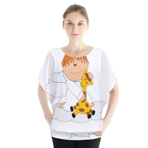 Pet Giraffe Angel Cute Boy Blouse by Nexatart