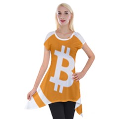 Bitcoin Cryptocurrency Currency Short Sleeve Side Drop Tunic by Nexatart