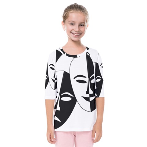 Theatermasken Masks Theater Happy Kids  Quarter Sleeve Raglan Tee by Nexatart