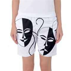 Theatermasken Masks Theater Happy Women s Basketball Shorts by Nexatart