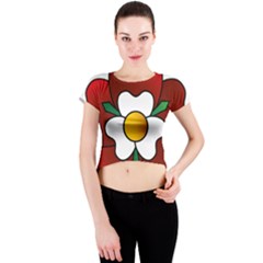 Flower Rose Glass Church Window Crew Neck Crop Top by Nexatart