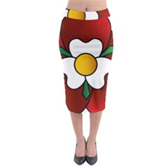 Flower Rose Glass Church Window Midi Pencil Skirt by Nexatart