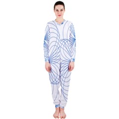 Blue Spirograph Pattern Drawing Design Onepiece Jumpsuit (ladies)  by Nexatart