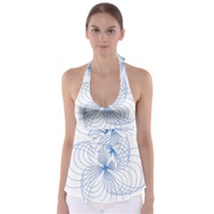 Blue Spirograph Pattern Drawing Design Babydoll Tankini Top by Nexatart