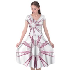 Spirograph Pattern Circle Design Cap Sleeve Wrap Front Dress