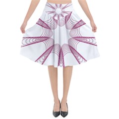 Spirograph Pattern Circle Design Flared Midi Skirt