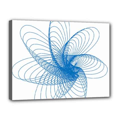 Spirograph Pattern Drawing Design Blue Canvas 16  X 12  by Nexatart