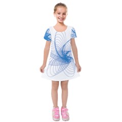 Spirograph Pattern Drawing Design Blue Kids  Short Sleeve Velvet Dress by Nexatart