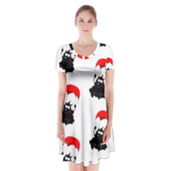 Pattern Sheep Parachute Children Short Sleeve V-neck Flare Dress by Nexatart