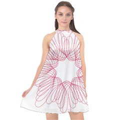 Spirograph Pattern Drawing Design Halter Neckline Chiffon Dress 