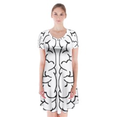 Brain Mind Gray Matter Thought Short Sleeve V-neck Flare Dress by Nexatart