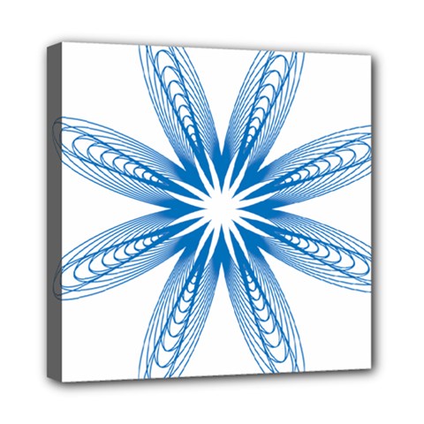 Blue Spirograph Pattern Circle Geometric Mini Canvas 8  X 8  by Nexatart