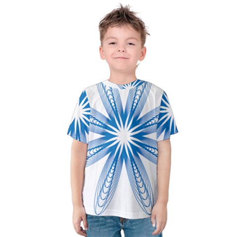 Blue Spirograph Pattern Circle Geometric Kids  Cotton Tee by Nexatart